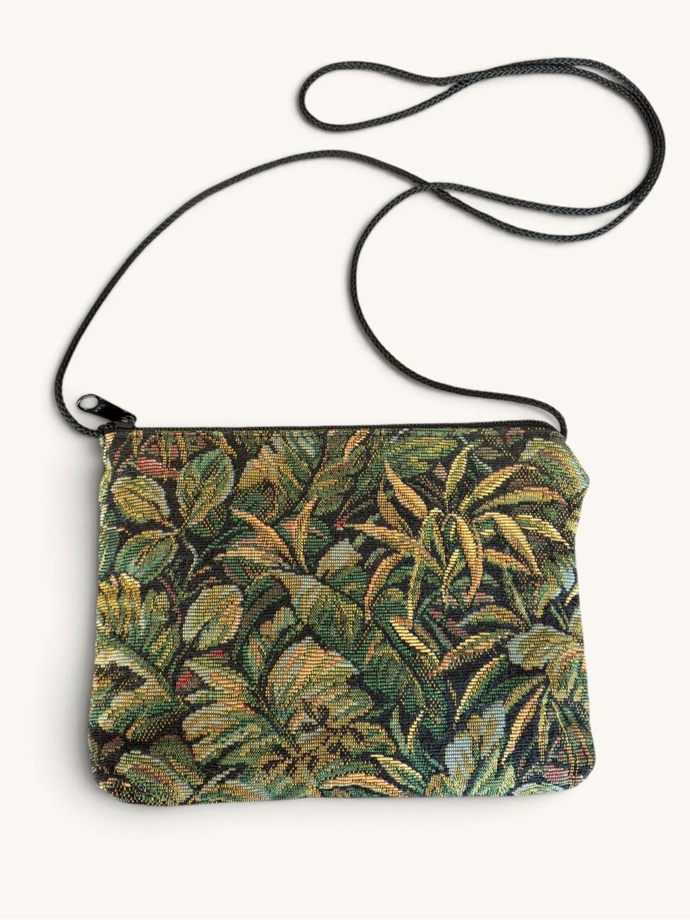 Vintage Turtle Tracks Alaska Woven Tropical Leaf Crossbody Bag 90s